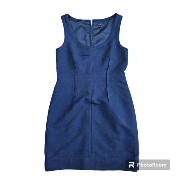Theory Betty Sheath Dress Blue and Gold Wool Size 8 - Picture 1 of 10